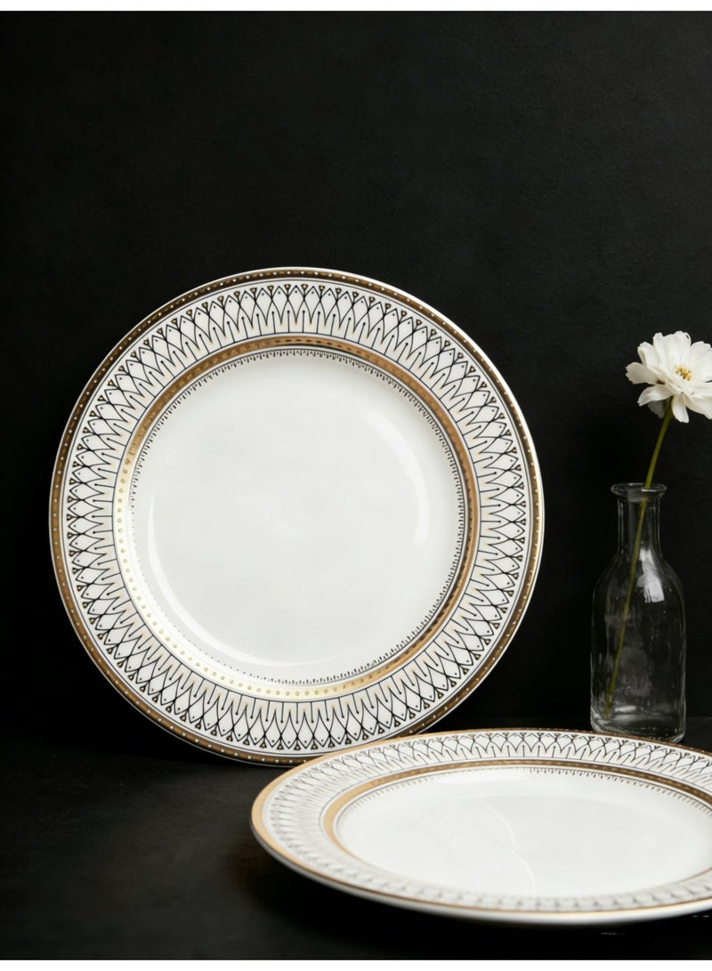 طبق طعام سيراميكي أنيق بورد ذهبي فخم خفيف نوردي مقاس 10 بوصة طبق فخم خفيف سيناريوهات الطعام الغربي والحلويات العائلي طبق طعام عائلي - Image 1